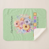 60e Diamanten jubileum gerbera bloemen groen Sherpa Deken (Voorkant (horizontaal))