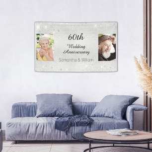 60e diamanten trouwdag foto glitter spandoek