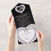 60e diamanten trouwdag foto zwart all in one uitnodiging (Afscheurbaar)