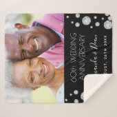 60e diamanten trouwdag foto zwart sherpa deken (Voorkant (horizontaal))