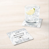 60e diamanten trouwdag witte zwanen houden van lie kartonnen onderzetters (Insitu)