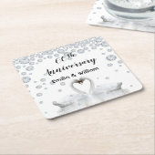 60e diamanten trouwdag witte zwanen houden van lie kartonnen onderzetters (Schuin)