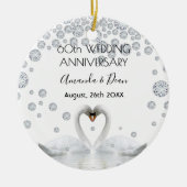 60e diamanten trouwdag witte zwanen keramisch ornament (Voorkant)