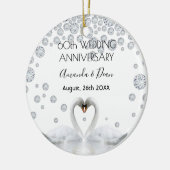 60e diamanten trouwdag witte zwanen keramisch ornament (Links)