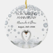 60e diamanten trouwdag witte zwanen keramisch ornament (Achterkant)