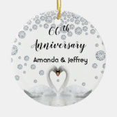 60e diamanten trouwdag witte zwanen keramisch ornament (Voorkant)