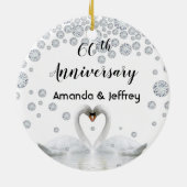 60e diamanten trouwdag witte zwanen keramisch ornament (Achterkant)