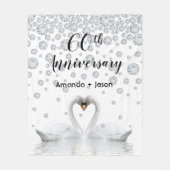 60e diamantherdenking: witte zwanen uit liefde fleece deken (Voorkant)