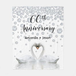 60e diamantherdenking: witte zwanen uit liefde fleece deken