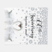 60e diamantherdenking: witte zwanen uit liefde fleece deken (Voorkant (Horizontaal))