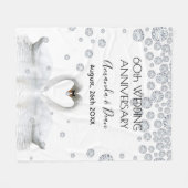 60e diamantherdenking: witte zwanen uit liefde fleece deken (Voorkant (Horizontaal))