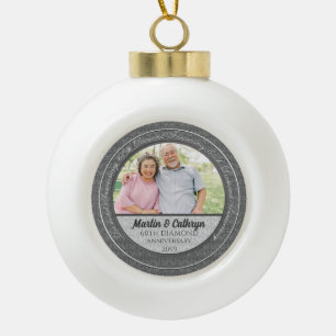 60e Diamond Annivsersary Couple's Foto Keramische Bal Ornament