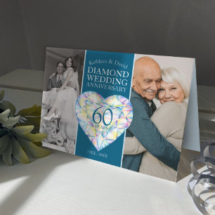 60e Diamond bruiloft Jubileum hart kunst Kaart