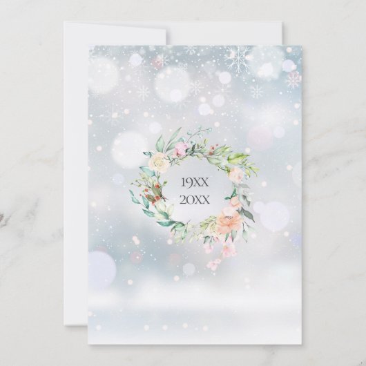 60e Diamond Bruiloft Jubileum Winter Bloemen Kaart (Achterkant)
