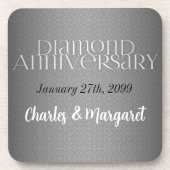60e Diamond Jubileum met naam en jaar Drankjes Onderzetter (Voorkant)