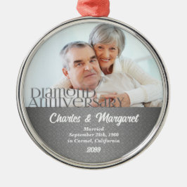 60e Diamond Jubileum Silver Damascus - Kerstmis Metalen Ornament