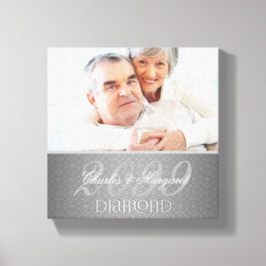 60e Diamond Jubileum Silver Damask 8x8 Foto Canvas Afdruk (Voorkant)