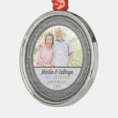 60e Diamond Jubileum Silver Damask Foto Metalen Ornament (Links)