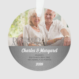 60e Diamond Jubileum Silver Damask Foto Ornament