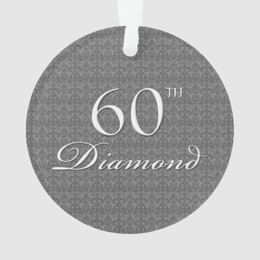 60e Diamond Jubileum Silver Damask Foto Ornament (achterkant)