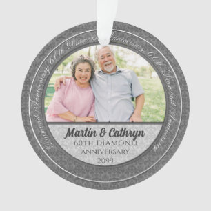 60e Diamond Jubileum Silver Damask Foto Ornament