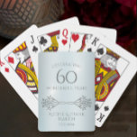 60e Diamond Jubileum Stijlvol gepersonaliseerd cad Pokerkaarten<br><div class="desc">Creëer is een leuke en betekenisvolle aandenken met dit elegante, stijlvolle kaartspel. Personaliseer deze mooie aandenken met de namen van de paren en de trouwdatum. Het moderne grijszilveren script op een gezegde met een diamanten achtergrond "60 prachtige jaren vieren" kan op elk nummer worden bewerkt voor nog een jubileumjaar. Pas...</div>
