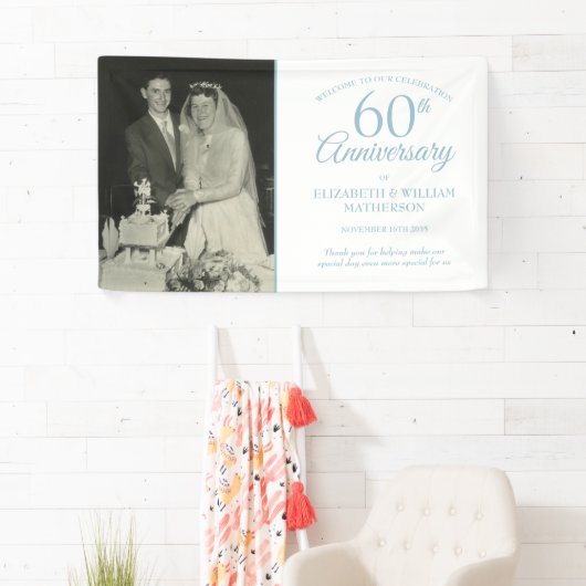 60e Diamond Jubileum Wedding Foto Welkom Spandoek (Insitu)