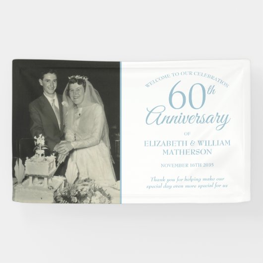 60e Diamond Jubileum Wedding Foto Welkom Spandoek (Horizontaal)