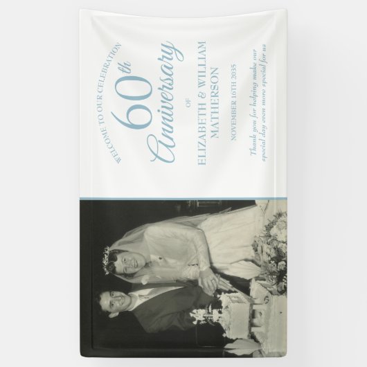 60e Diamond Jubileum Wedding Foto Welkom Spandoek (Verticaal)