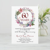 60e Diamond Surprise Wedding Jubileum Floral Kaart (Staand voorkant)