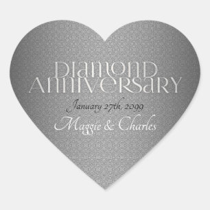60e Diamond Wedding Annivsersary Hart Sticker
