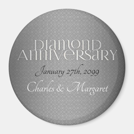 60e Diamond Wedding Annivsersary Magneet (Voorkant)