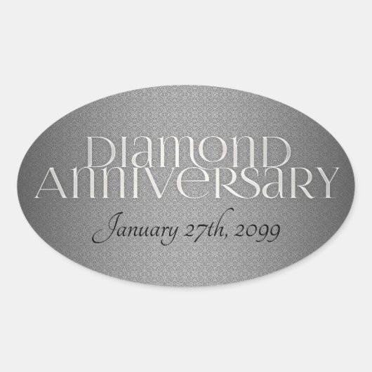 60e Diamond Wedding Annivsersary Ovale Sticker (Voorkant)
