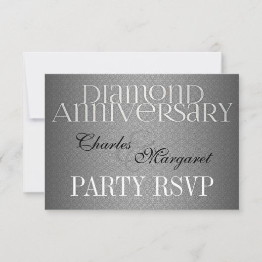 60e Diamond Wedding Annivsersary RSVP Kaartje (Voorkant)