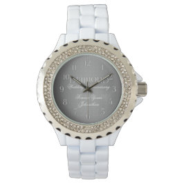 60e Diamond Wedding Annivsersary Silver Horloge