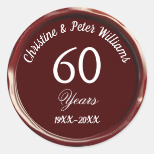 60e Diamond Wedding Bourgogne Wax Seal Sticker