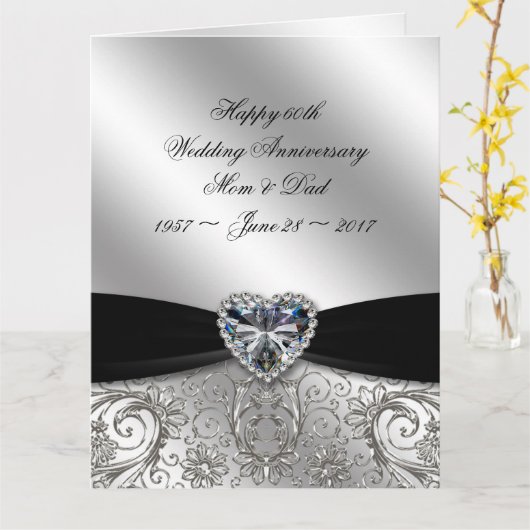 60e Diamond Wedding Jubileum 8,5 x 11 Kaart (Gele Bloem)