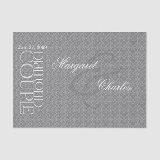 60e Diamond Wedding Jubileum | Aangepast weefsel Tissuepapier (Voorkant)