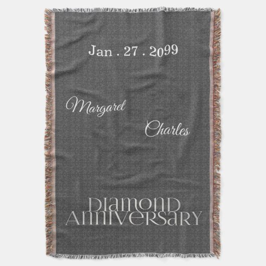 60e Diamond Wedding Jubileum | Aangepaste thread Deken (Voorkant Verticaal)