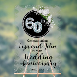 60e Diamond Wedding Jubileum Acryl Bord