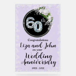 60e Diamond Wedding Jubileum Acryl Bord