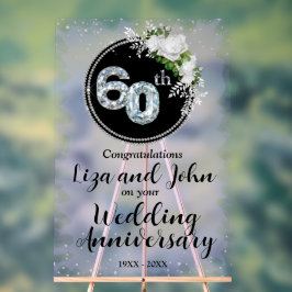 60e Diamond Wedding Jubileum Acryl Bord