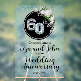 60e Diamond Wedding Jubileum Acryl Bord