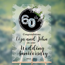 60e Diamond Wedding Jubileum Acryl Bord