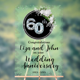 60e Diamond Wedding Jubileum Acryl Bord