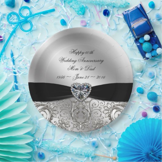 60e Diamond Wedding Jubileum Bord (Feest)