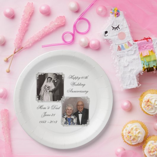 60e Diamond Wedding Jubileum Bord fotopapier (Feest)