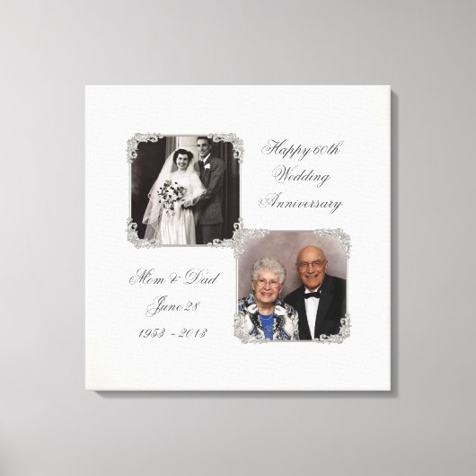 60e Diamond Wedding Jubileum Canvas Afdrukken (Voorkant)