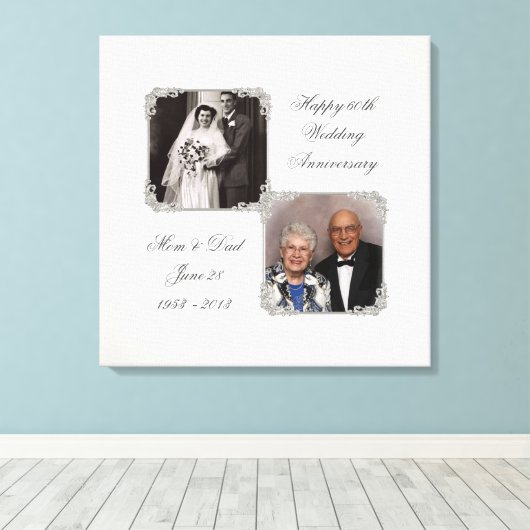 60e Diamond Wedding Jubileum Canvas Afdrukken (Insitu (Houten vloer))