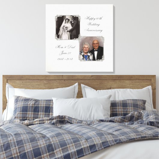 60e Diamond Wedding Jubileum Canvas Afdrukken (Insitu (Slaapkamer))